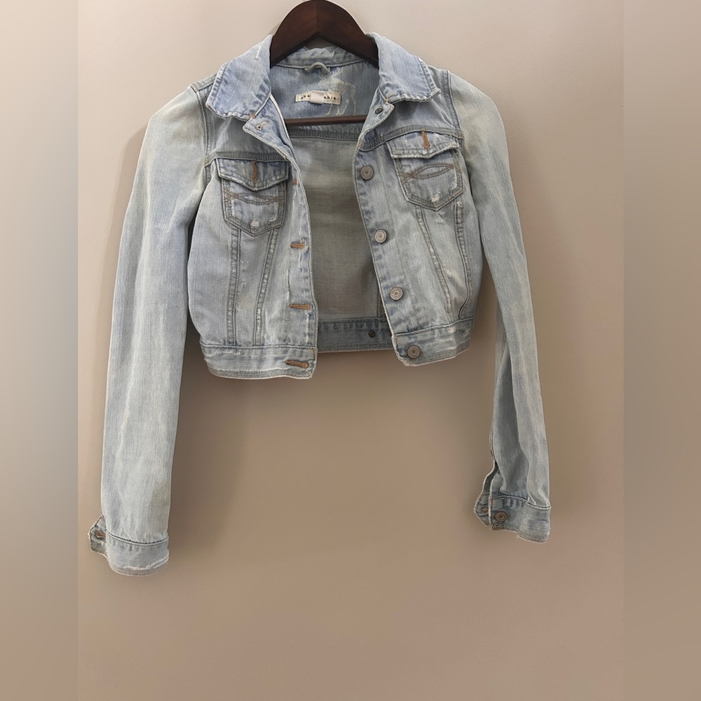 Light Wash Denim Cropped Jacket - Abercrombie and Fitch